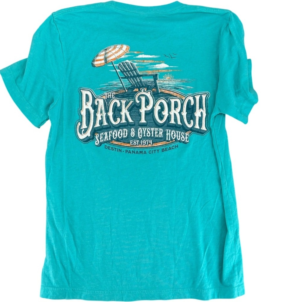 The Back Porch Seafood Oyster House Destin Panama City Beach Tee Teal Medium